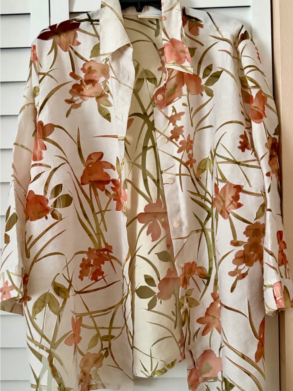 Alfred Dunner Cream Blazer with Coral Floral Design